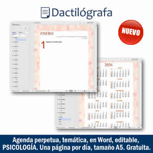 Agenda perpetua temática y gratuita en Word con frases de psicólogos